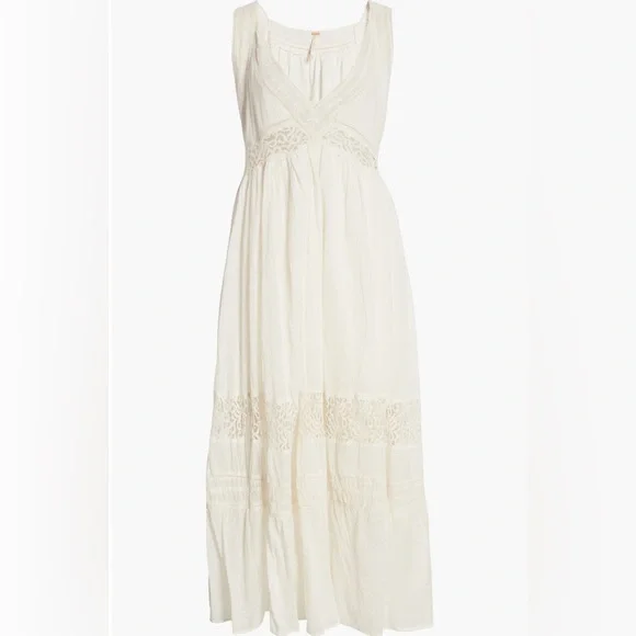 Free People Carla Lace Dress Deep-V Ivory Never Worn Size Small - Picture 10 of 15